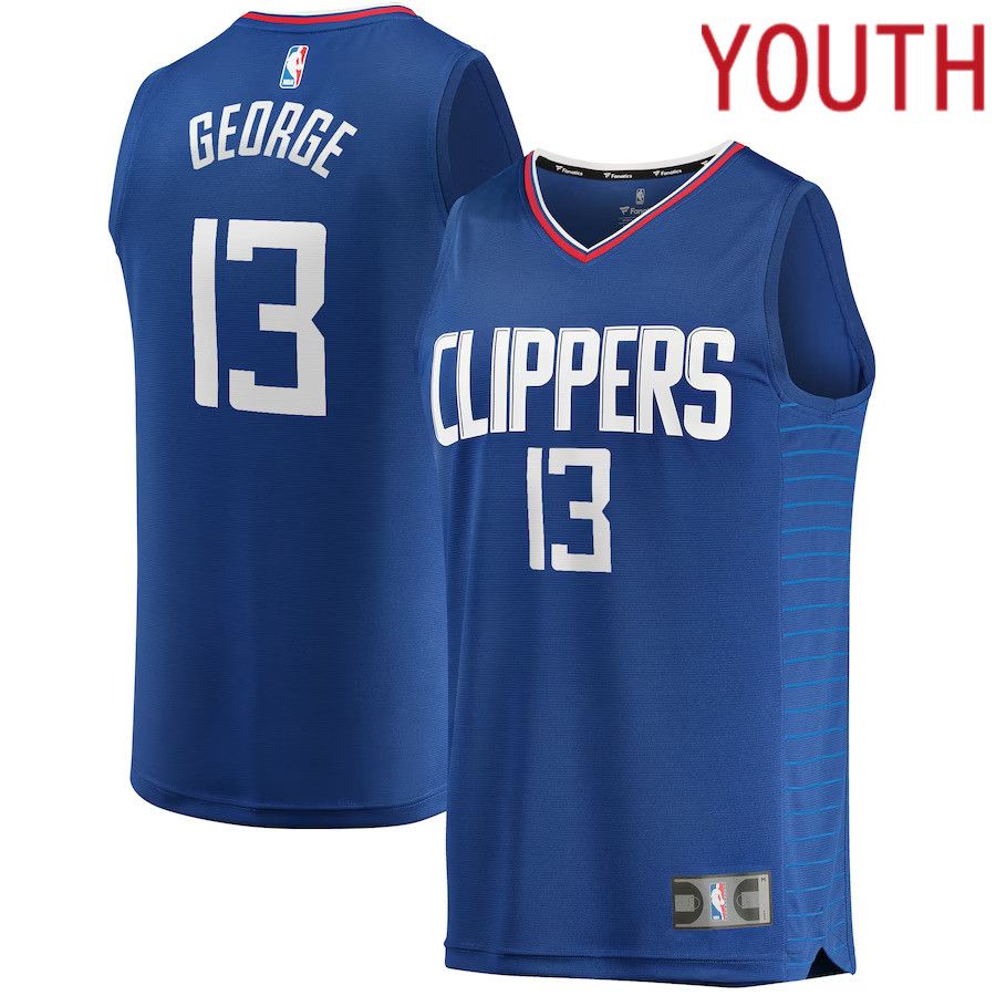Youth Los Angeles Clippers #13 Paul George Fanatics Branded Royal Fast Break Replica NBA Jersey